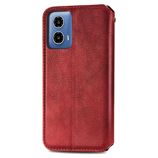 For Motorola Moto G34 5G Cubic Grid Pressed Magnetic Leather Phone Case(Red) by bashfashion