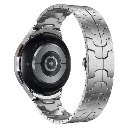 For Samsung Galaxy Watch 4 Classic 42 / 46mm Lron Man Curved Connection Stainless Steel Watch Band(Silver) by bashfashion