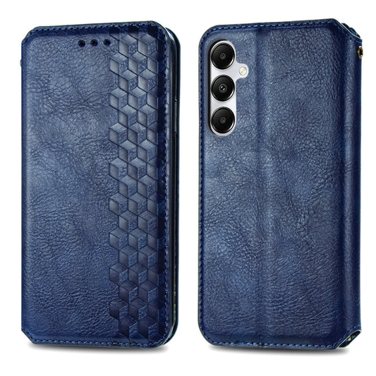 For Samsung Galaxy A55 5G Cubic Grid Pressed Magnetic Leather Phone Case(Blue) by bashfashion