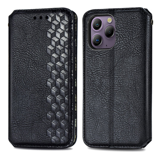 For Samsung Galaxy Xcover 7 Cubic Grid Pressed Magnetic Leather Phone Case(Black) by bashfashion