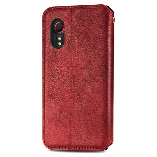 For Samsung Galaxy XCover 5 Cubic Grid Pressed Magnetic Leather Phone Case(Red) by bashfashion
