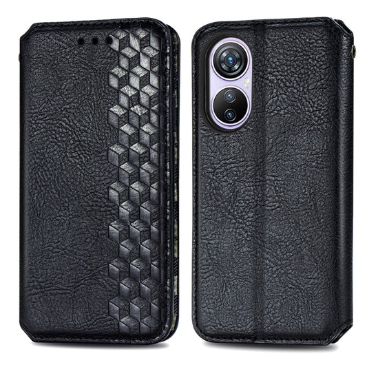 For Blackview A200 Pro Cubic Grid Pressed Magnetic Leather Phone Case(Black) by bashfashion