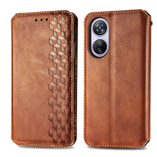 For Blackview A200 Pro Cubic Grid Pressed Magnetic Leather Phone Case(Brown) by bashfashion