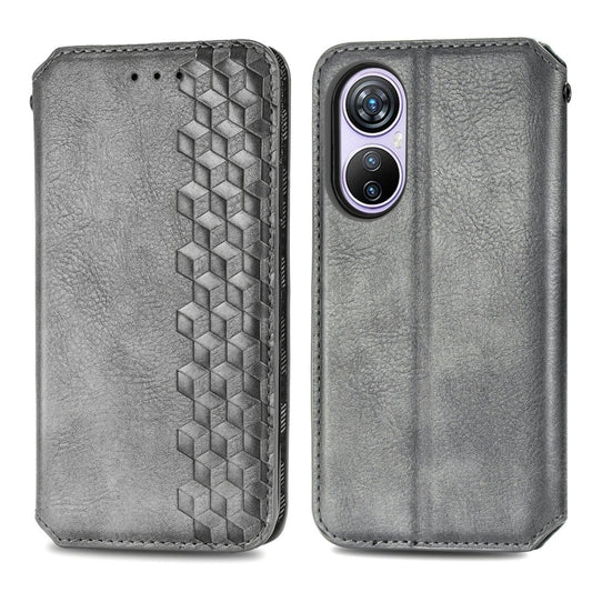 For Blackview A200 Pro Cubic Grid Pressed Magnetic Leather Phone Case(Grey) by bashfashion