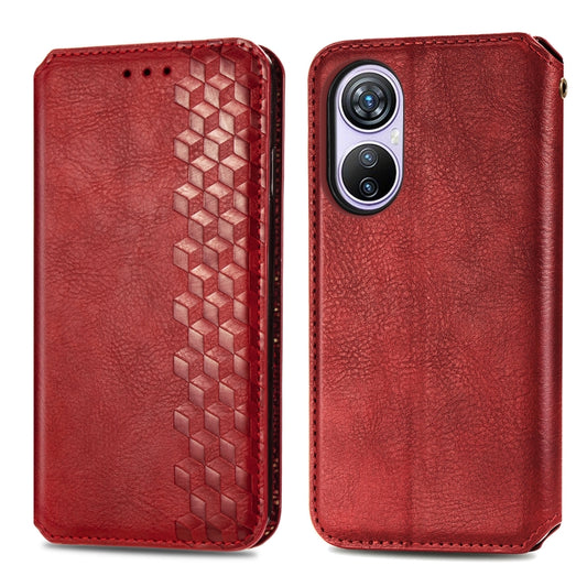 For Blackview A200 Pro Cubic Grid Pressed Magnetic Leather Phone Case(Red) by bashfashion