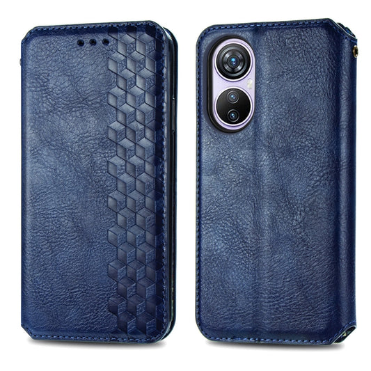 For Blackview A200 Pro Cubic Grid Pressed Magnetic Leather Phone Case(Blue) by bashfashion