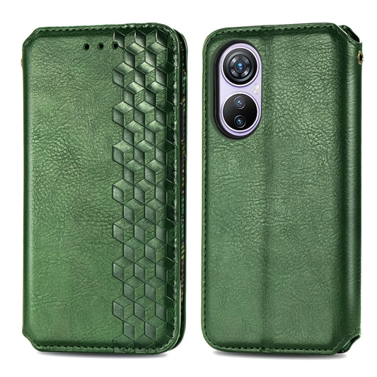 For Blackview A200 Pro Cubic Grid Pressed Magnetic Leather Phone Case(Green) by bashfashion
