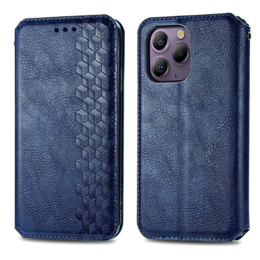 For Blackview A96 Cubic Grid Pressed Magnetic Leather Phone Case(Blue) by bashfashion