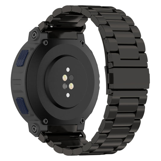 For Amazfit Active Edge A2212 Three Beads Stainless Steel Watch Band(Black) by bashfashion