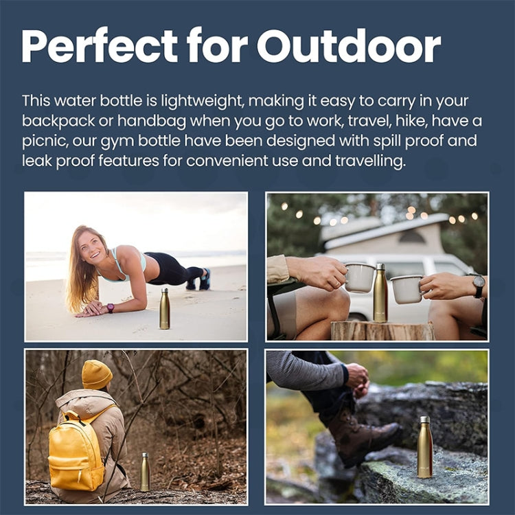 JUNSUNMAY 304 Stainless Steel Double-layer Vacuum Insulated Water Bottle, Capacity:500ml(Steel Color) by JUNSUNMAY