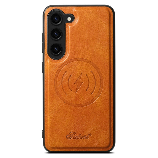 For Samsung Galaxy S23 5G Suteni H15 Oil Eax Leather Detachable Wallet Back Phone Case(Khaki) by Suteni