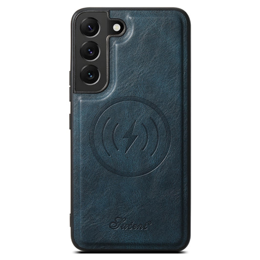 For Samsung Galaxy S22 5G Suteni H15 Oil Eax Leather Detachable Wallet Back Phone Case(Blue) by Suteni