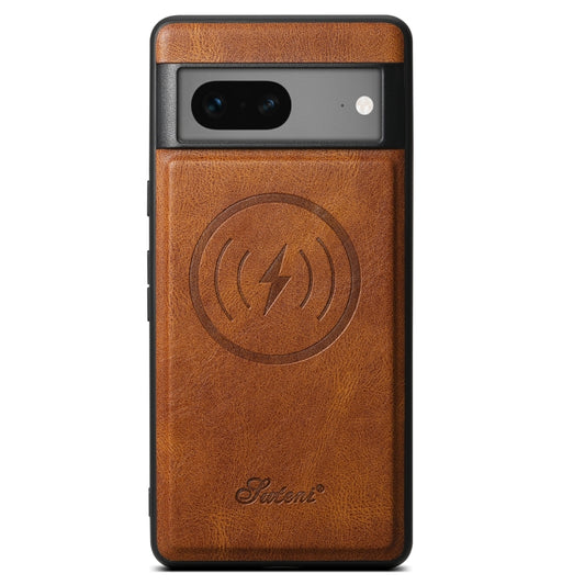 For Google Pixel 7 Suteni H15 Oil Eax Leather Detachable Wallet Back Phone Case(Brown) by Suteni