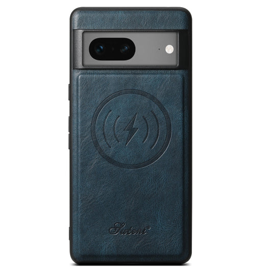 For Google Pixel 7 Suteni H15 Oil Eax Leather Detachable Wallet Back Phone Case(Blue) by Suteni
