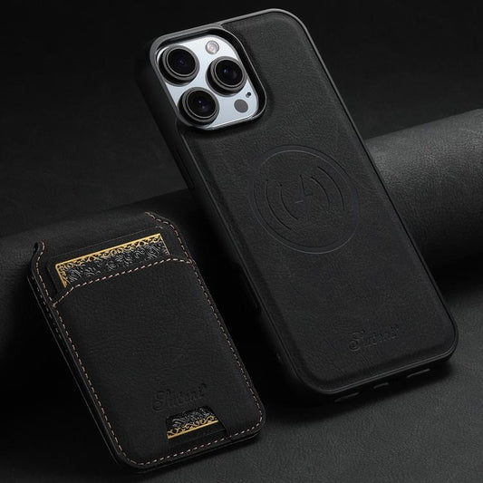For iPhone 16e Suteni H16 Litchi Texture Leather Detachable Wallet Back Phone Case(Black) by Suteni
