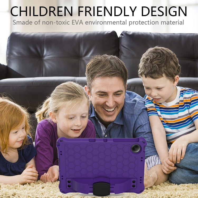 For Samsung Galaxy Tab A11+ / A9+ Honeycomb EVA Hybrid PC Tablet Case with Strap(Purple+Black) by bashfashion