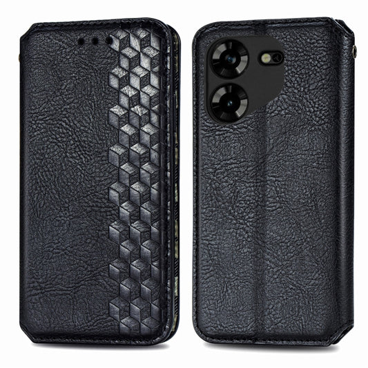 For Tecno Pova 5 4G Cubic Grid Pressed Magnetic Leather Phone Case(Black) by bashfashion