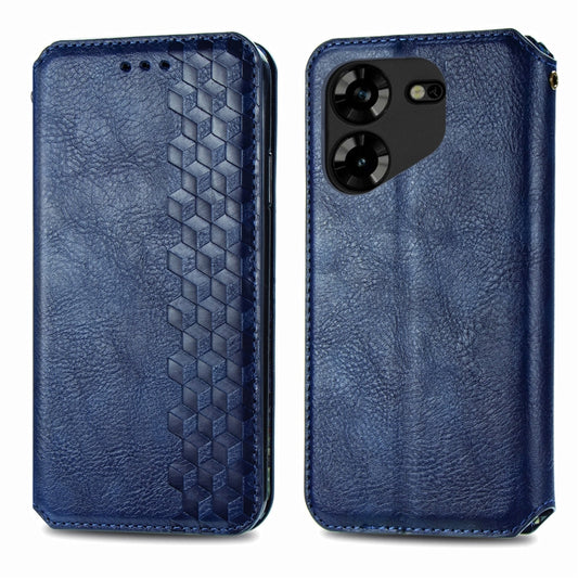 For Tecno Pova 5 4G Cubic Grid Pressed Magnetic Leather Phone Case(Blue) by bashfashion