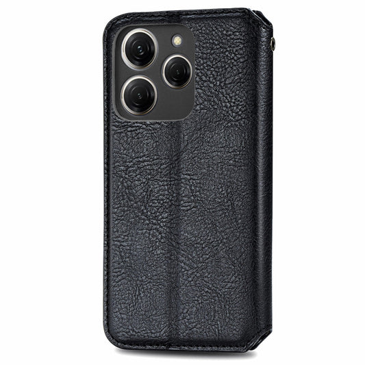ForTecno Spark 20 Pro Cubic Grid Pressed Magnetic Leather Phone Case(Black) by bashfashion