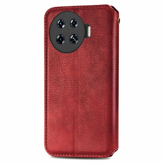 ForTecno Spark 20 Pro+ Cubic Grid Pressed Magnetic Leather Phone Case(Red) by bashfashion