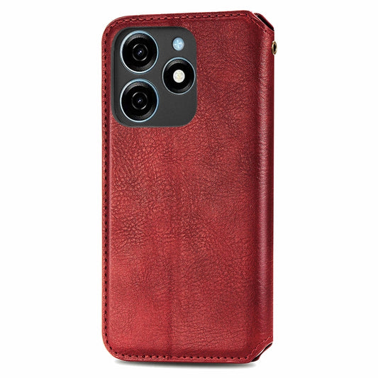 For Tecno Spark 20C 4G Cubic Grid Pressed Magnetic Leather Phone Case(Red) by bashfashion
