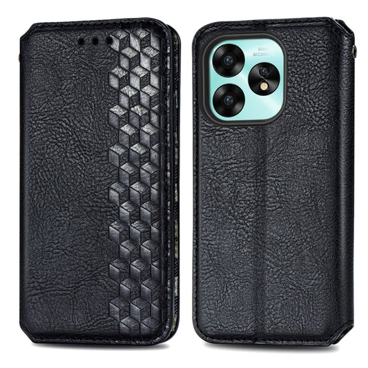 For Umidige A15 Cubic Grid Pressed Magnetic Leather Phone Case(Black) by bashfashion