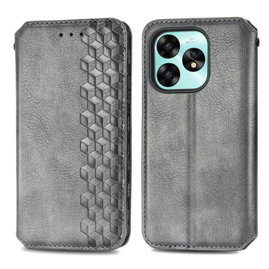 For Umidige A15 Cubic Grid Pressed Magnetic Leather Phone Case(Grey) by bashfashion