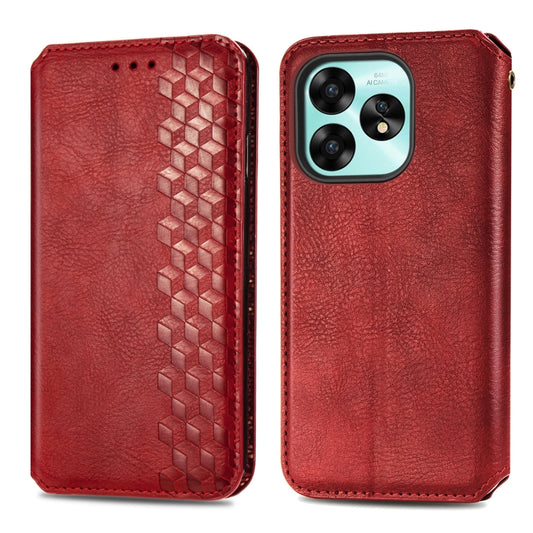 For Umidige A15 Cubic Grid Pressed Magnetic Leather Phone Case(Red) by bashfashion