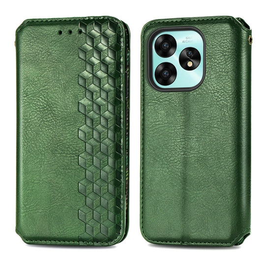 For Umidige A15 Cubic Grid Pressed Magnetic Leather Phone Case(Green) by bashfashion