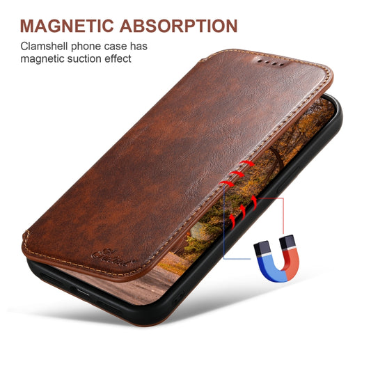 For iPhone 16 Suteni J05 Leather Magnetic MagSafe Phone Case(Khaki) by Suteni
