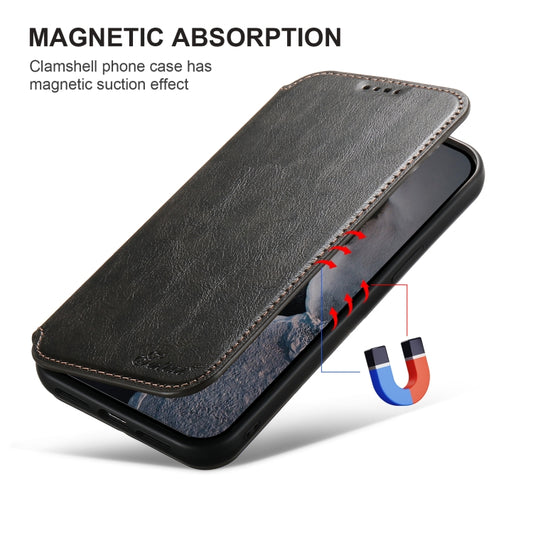 For iPhone 16 Pro Max Suteni J05 Leather Magnetic MagSafe Phone Case(Black) by Suteni
