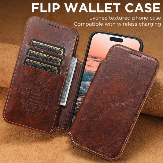 For iPhone 17 Pro Max Suteni J05 Leather Magnetic MagSafe Phone Case(Khaki) by Suteni