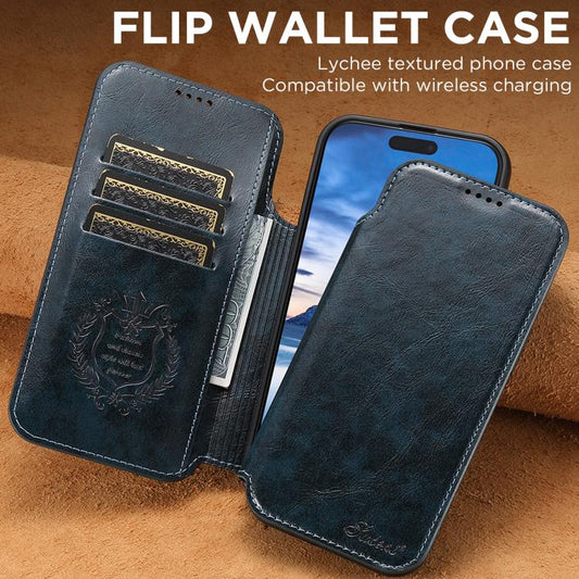 For iPhone Air Suteni J05 Leather Magnetic MagSafe Phone Case(Blue) by Suteni