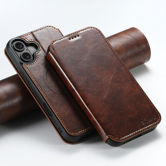 For iPhone 17 Suteni J05 Leather Magnetic MagSafe Phone Case(Khaki) by Suteni
