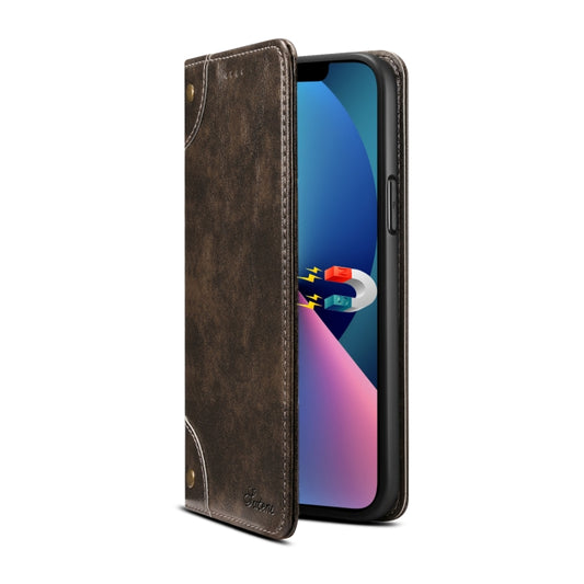 For iPhone 15 Suteni Baroque Calf Texture Buckle Wallet Leather Phone Case(Black) by Suteni
