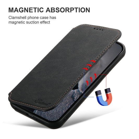For iPhone 16 Suteni J06 Retro Matte Litchi Texture Leather MagSafe Phone Case(Black) by Suteni