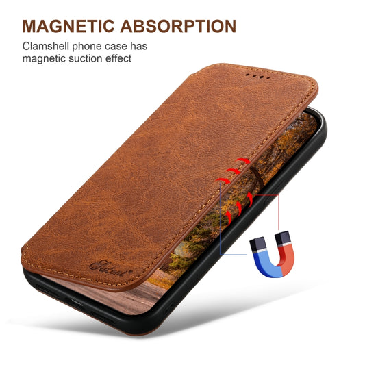 For iPhone 16 Plus Suteni J06 Retro Matte Litchi Texture Leather MagSafe Phone Case(Khaki) by Suteni
