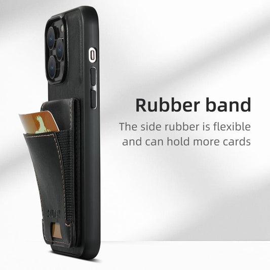 For iPhone 16e Suteni H03 Oil Wax Leather Wallet Stand Back Phone Case(Black) by Suteni