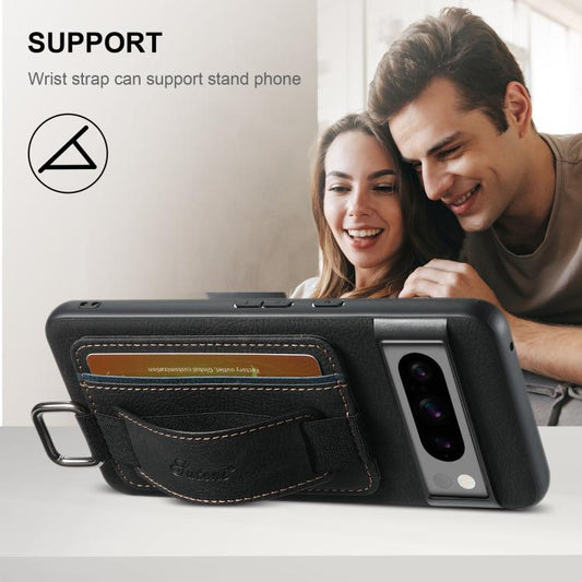 For Google Pixel 10 Pro XL Suteni H13 Litchi Leather Wrist Strap Wallet Back Phone Case(Black) by Suteni