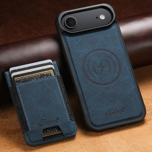 For iPhone Air Suteni H17 Litchi Texture Leather MagSafe Detachable Wallet Phone Case(Blue) by Suteni