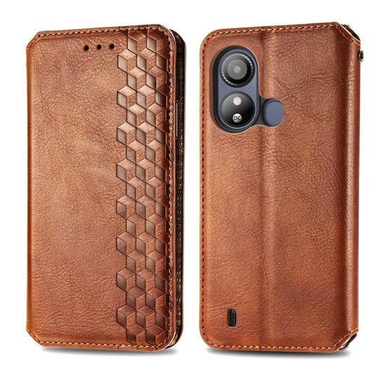For ZTE Blade L220 Cubic Grid Pressed Magnetic Leather Phone Case(Brown) by bashfashion