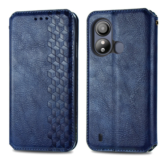 For ZTE Blade L220 Cubic Grid Pressed Magnetic Leather Phone Case(Blue) by bashfashion