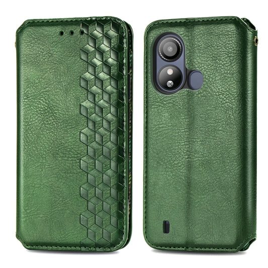 For ZTE Blade L220 Cubic Grid Pressed Magnetic Leather Phone Case(Green) by bashfashion
