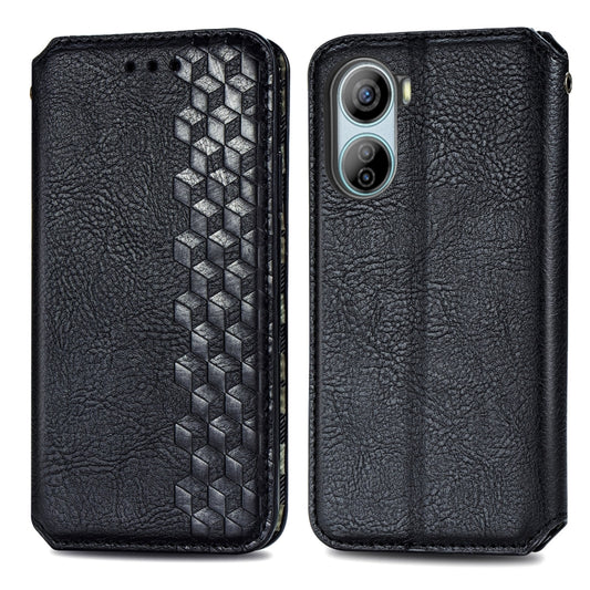 For ZTE Libero 5G IV Cubic Grid Pressed Magnetic Leather Phone Case(Black) by bashfashion