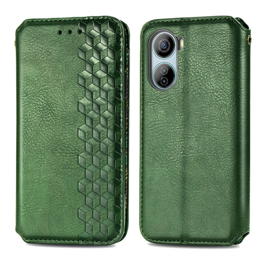 For ZTE Libero 5G IV Cubic Grid Pressed Magnetic Leather Phone Case(Green) by bashfashion