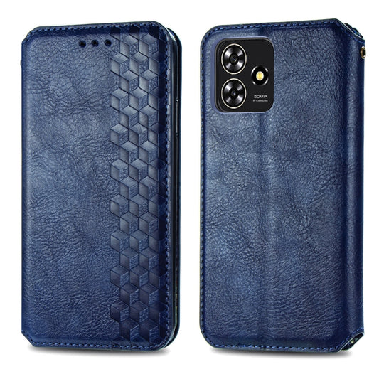 For ZTE Blade A73 4G Cubic Grid Pressed Magnetic Leather Phone Case(Blue) by bashfashion