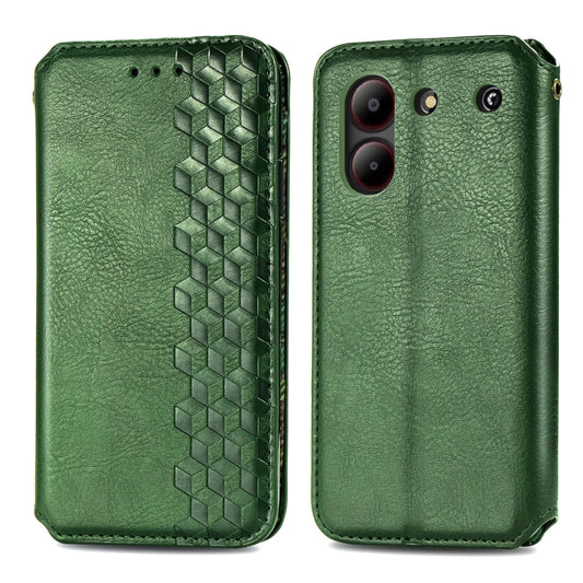 For ZTE Blade A54 Cubic Grid Pressed Magnetic Leather Phone Case(Green) by bashfashion
