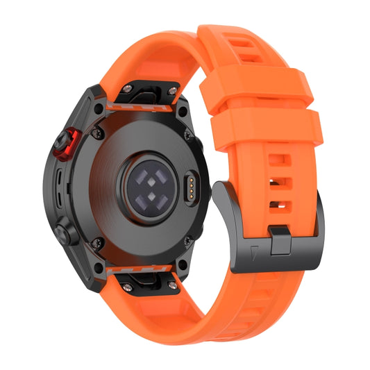 For Garmin Fenix 7 Solar / Sapphire Solar Solid Color Black Buckle Silicone Quick Release Watch Band(Orange) by bashfashion