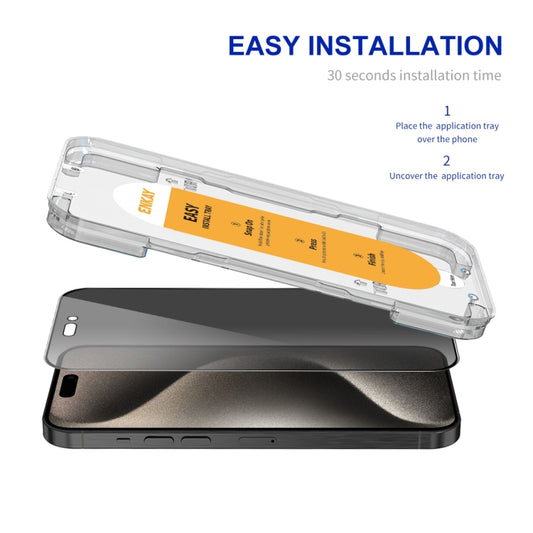 For iPhone 15 Pro Max ENKAY Easy Install Anti-peeping Privacy Full Screen Tempered Glass Film by ENKAY