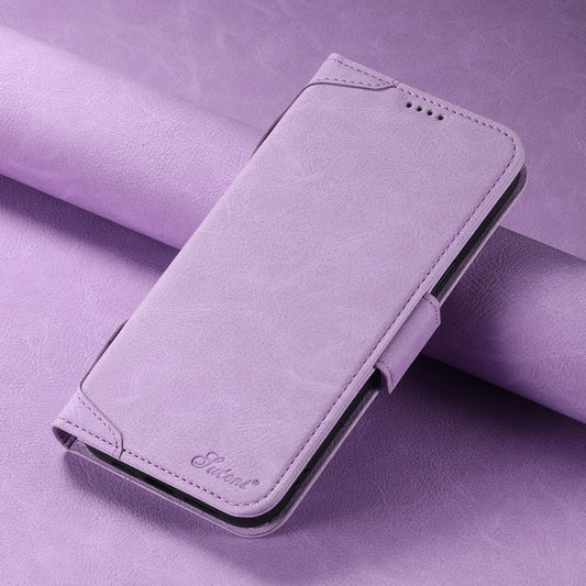 For iPhone 15 SUTENI J07 Multifunctional Horizontal Flip Magsafe Leather Phone Case(Purple) by Suteni